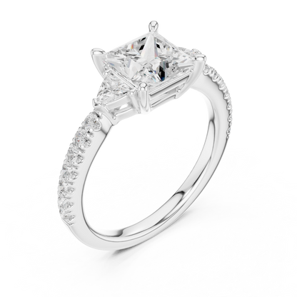 1.96ctw Princess Shaped Diamond Three-Stone Engagement Ring in Yellow Gold