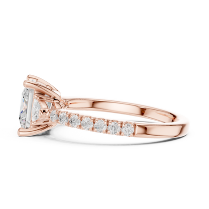 1.96ctw Princess Shaped Diamond Three-Stone Engagement Ring in Yellow Gold
