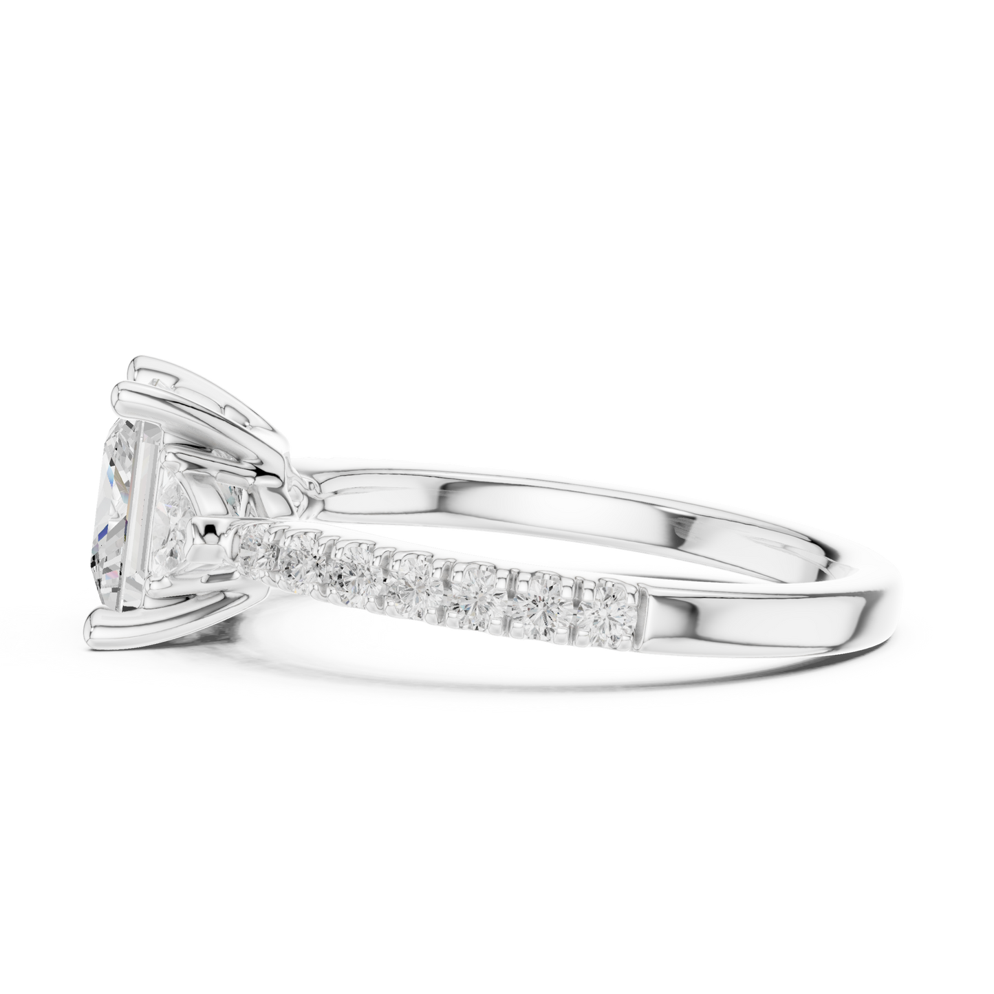 1.96ctw Princess Shaped Diamond Three-Stone Engagement Ring in Yellow Gold
