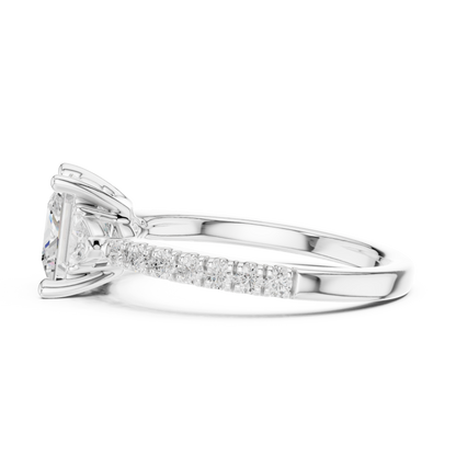 1.96ctw Princess Shaped Diamond Three-Stone Engagement Ring in Yellow Gold