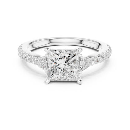1.96ctw Princess Shaped Diamond Three-Stone Engagement Ring in Yellow Gold