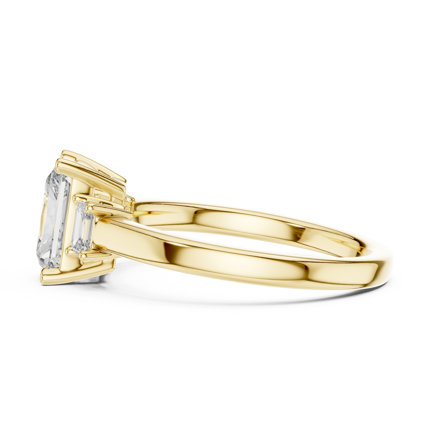 1.07CTW Radiant Cut Three-Stone Diamond Ring with Emerald Cut Side Accents