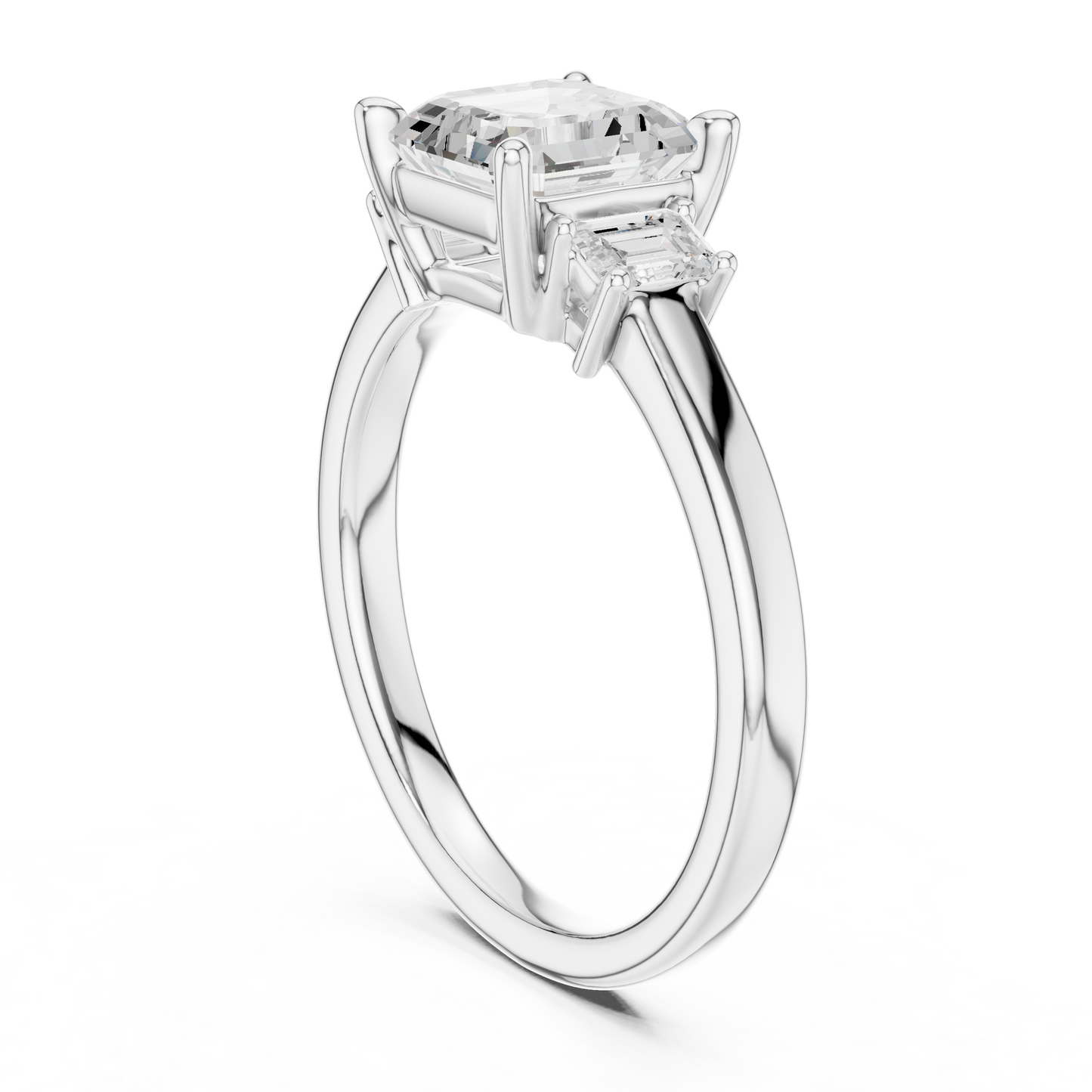 1.70ctw Asscher & Emerald Shaped Diamond Three-Stone Engagement Ring in Yellow Gold