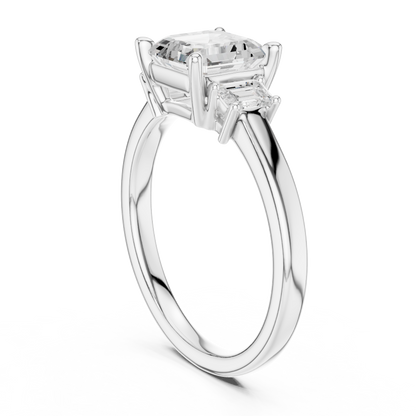 1.70ctw Asscher & Emerald Shaped Diamond Three-Stone Engagement Ring in Yellow Gold