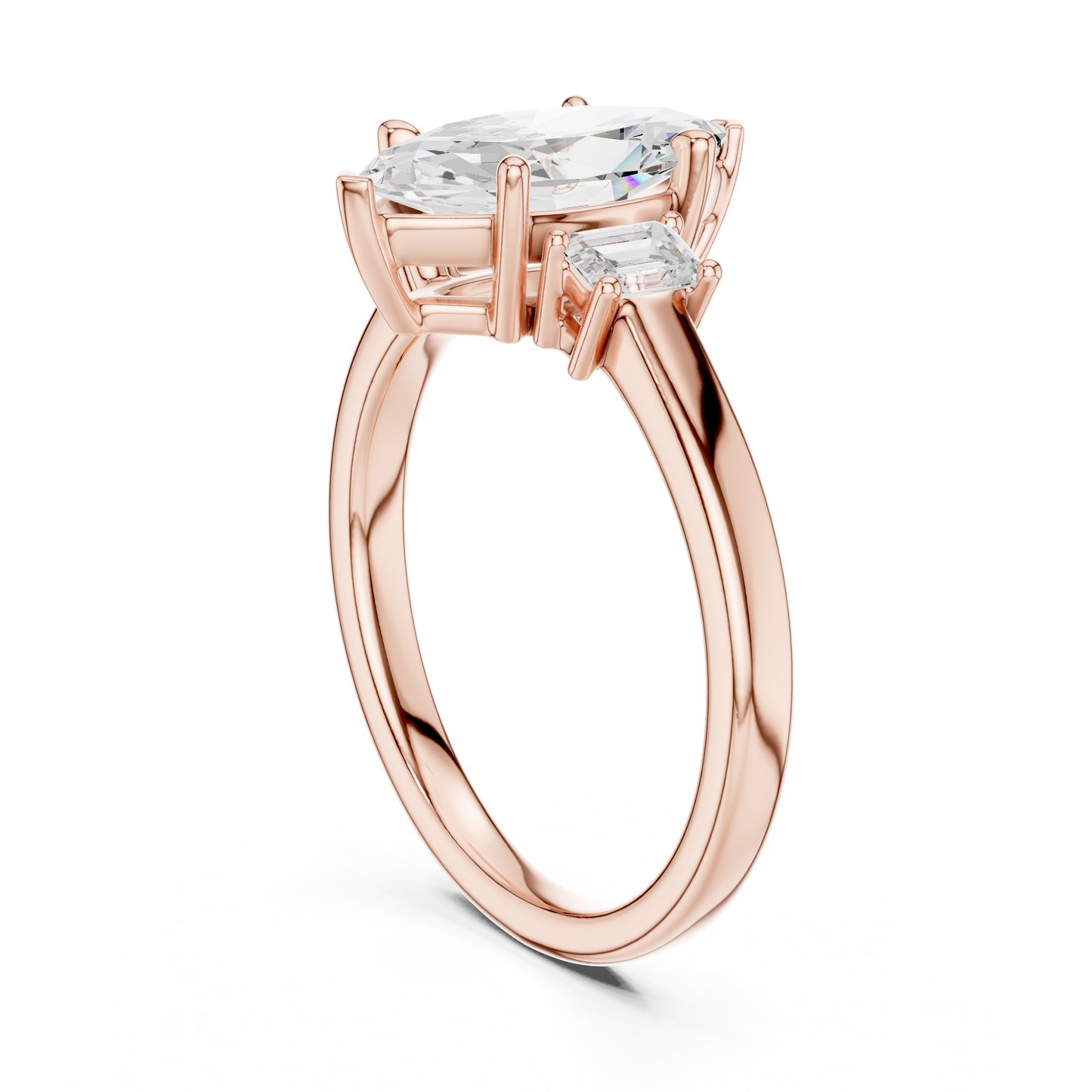 1.70ctw Marquise & Emerald Shaped Diamond Three-Stone Engagement Ring in Yellow Gold