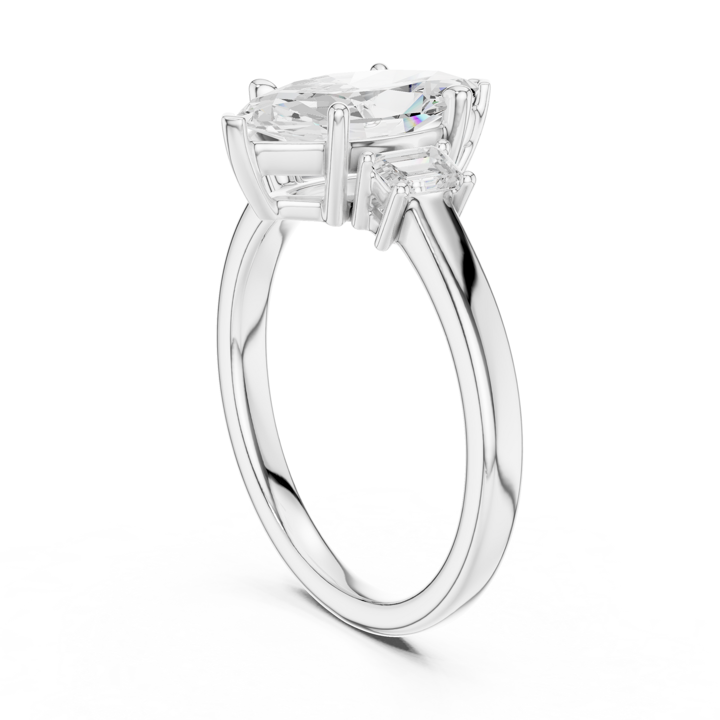 1.70ctw Marquise & Emerald Shaped Diamond Three-Stone Engagement Ring in Yellow Gold
