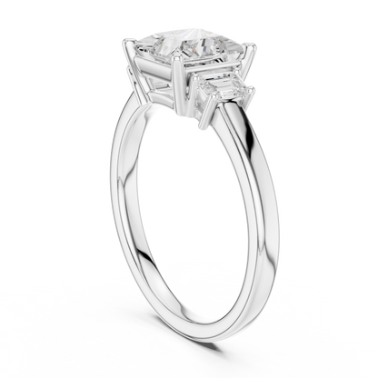 1.70ctw Princess & Emerald Shaped Diamond Three-Stone Engagement Ring in Yellow Gold