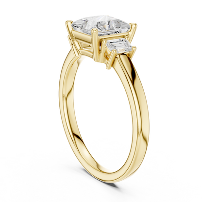1.70ctw Princess & Emerald Shaped Diamond Three-Stone Engagement Ring in Yellow Gold