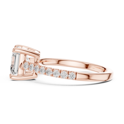 2.30ctw Asscher Cut Diamond Pavé Ring | Yellow Gold Solitaire