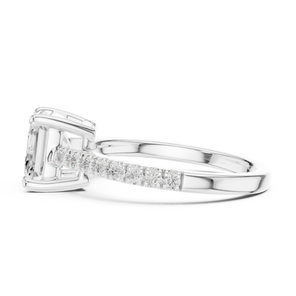 2.30ctw Asscher Cut Diamond Pavé Ring | Yellow Gold Solitaire
