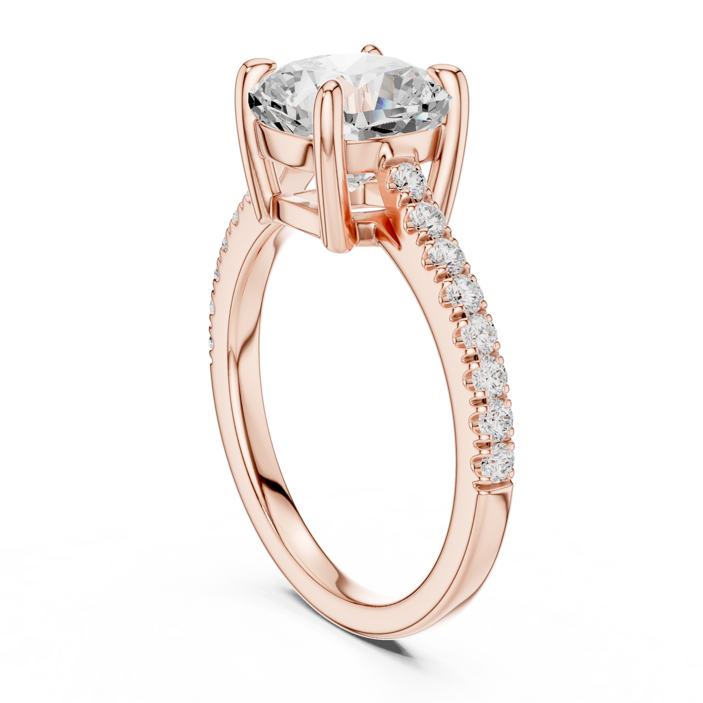 2.30ctw Cushion Cut Diamond Pavé Ring | Yellow Gold Solitaire