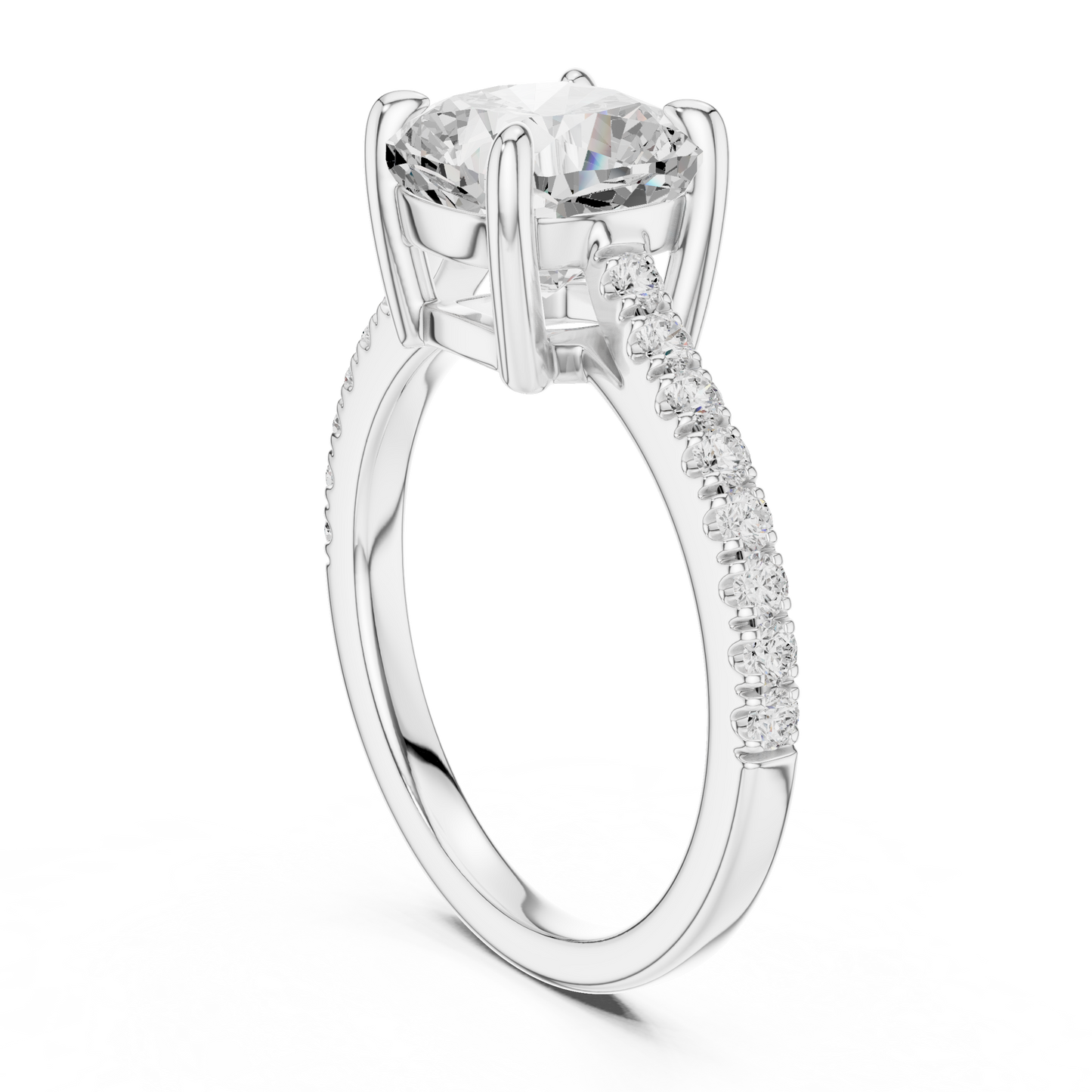 2.30ctw Cushion Cut Diamond Pavé Ring | Yellow Gold Solitaire