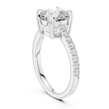 2.30ctw Cushion Cut Diamond Pavé Ring | Yellow Gold Solitaire