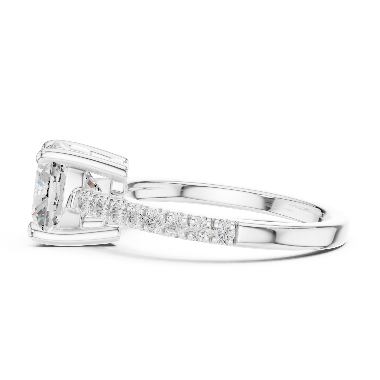 2.30ctw Cushion Cut Diamond Pavé Ring | Yellow Gold Solitaire