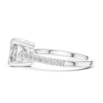 2.30ctw Cushion Cut Diamond Pavé Ring | Yellow Gold Solitaire