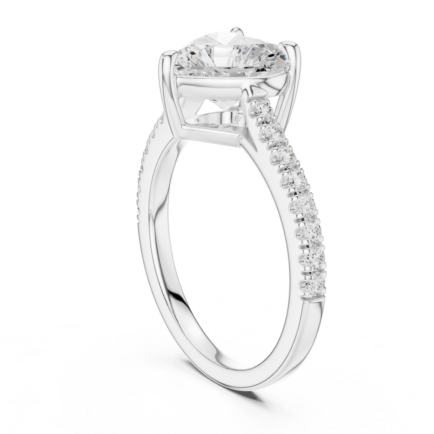 2.30ctw Heart Shaped Diamond Pavé Ring | Yellow Gold Solitaire