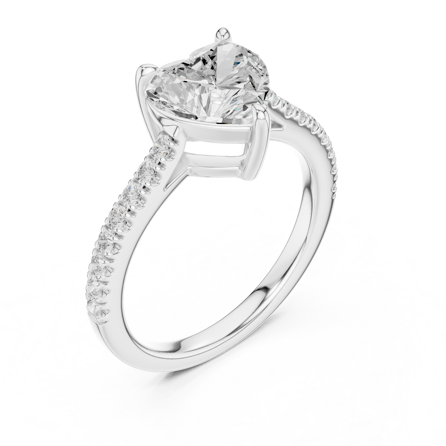 2.30ctw Heart Shaped Diamond Pavé Ring | Yellow Gold Solitaire