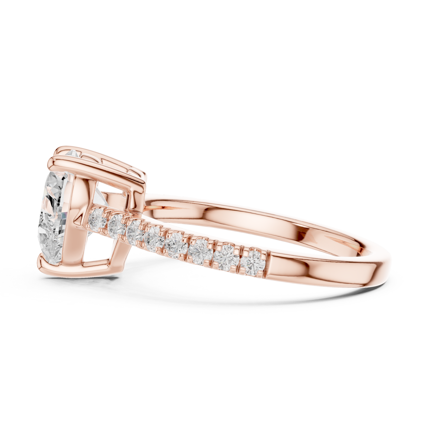 2.30ctw Heart Shaped Diamond Pavé Ring | Yellow Gold Solitaire