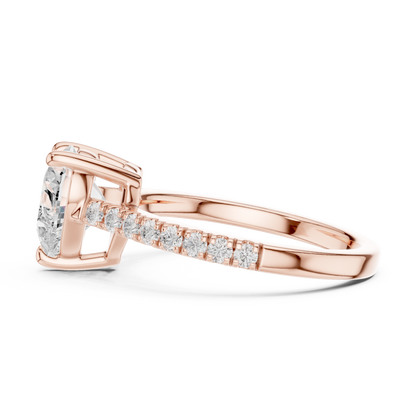 2.30ctw Heart Shaped Diamond Pavé Ring | Yellow Gold Solitaire