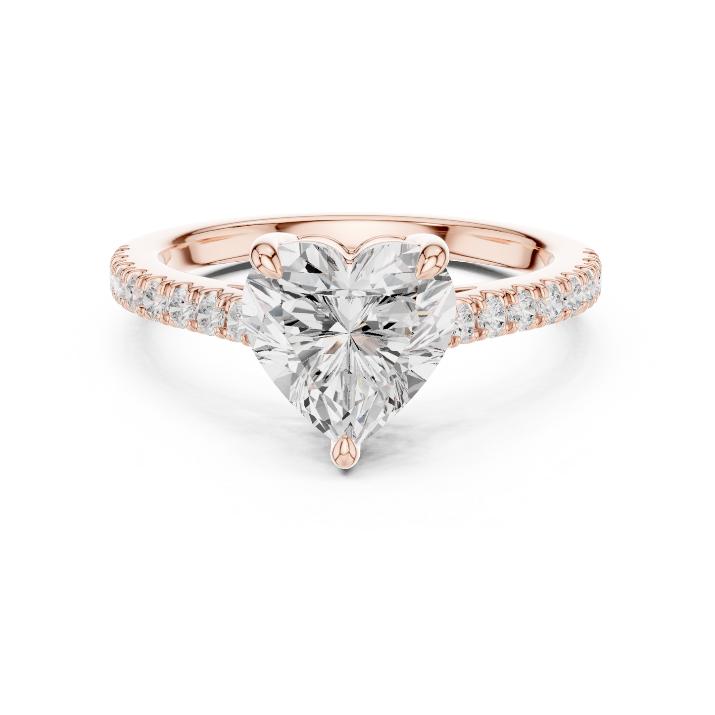 2.30ctw Heart Shaped Diamond Pavé Ring | Yellow Gold Solitaire