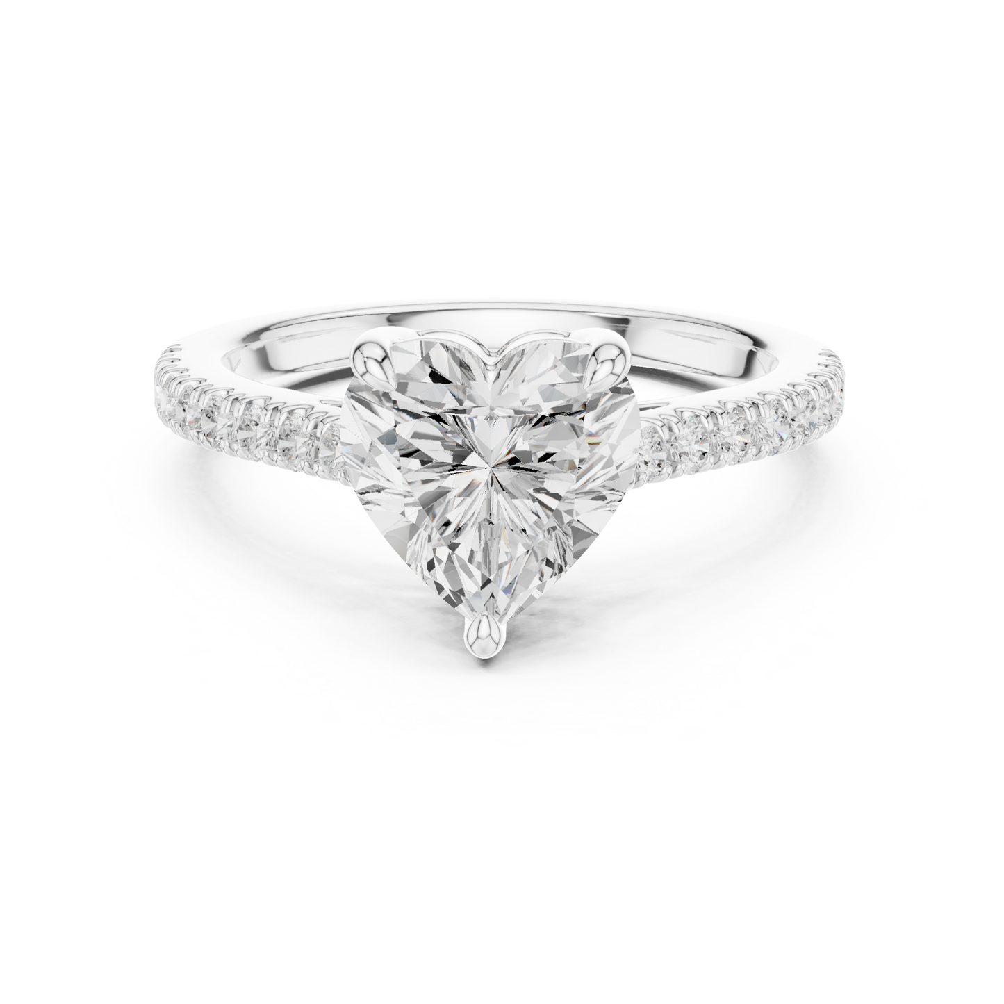2.30ctw Heart Shaped Diamond Pavé Ring | Yellow Gold Solitaire
