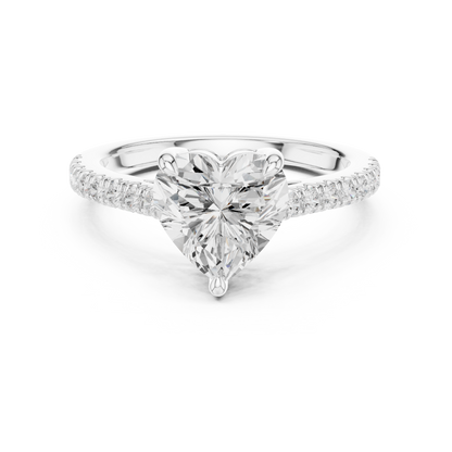 2.30ctw Heart Shaped Diamond Pavé Ring | Yellow Gold Solitaire