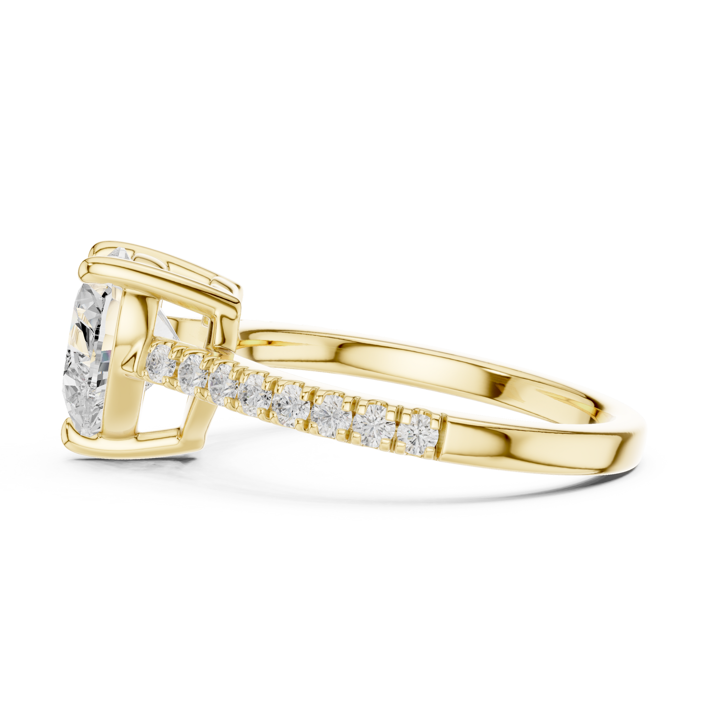 2.30ctw Heart Shaped Diamond Pavé Ring | Yellow Gold Solitaire
