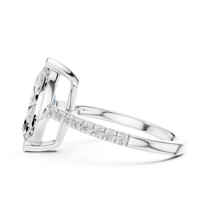 2.30ctw Marquise Shaped Diamond Pavé Ring | Yellow Gold Solitaire