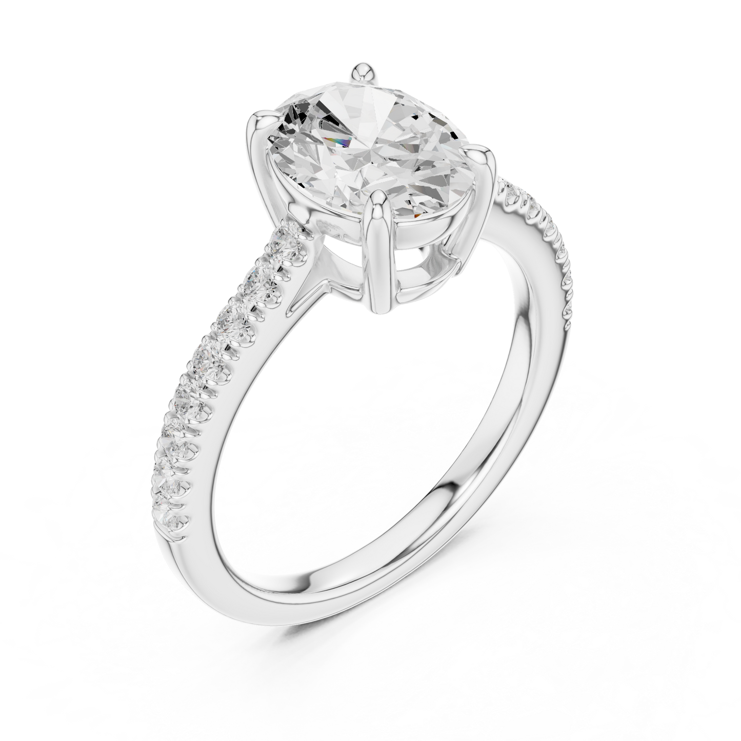 2.30ctw Oval Shaped Diamond Pavé Ring | Yellow Gold Solitaire