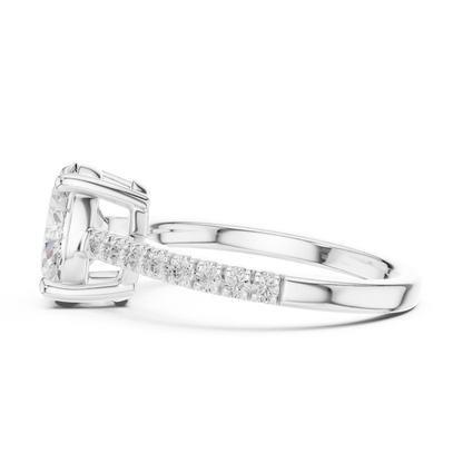 2.30ctw Oval Shaped Diamond Pavé Ring | Yellow Gold Solitaire