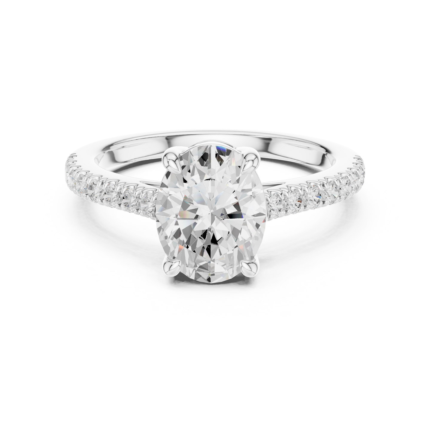 2.30ctw Oval Shaped Diamond Pavé Ring | Yellow Gold Solitaire