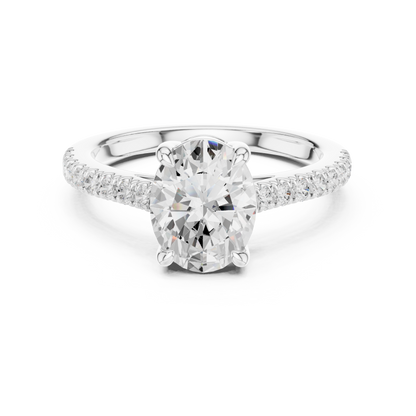 2.30ctw Oval Shaped Diamond Pavé Ring | Yellow Gold Solitaire