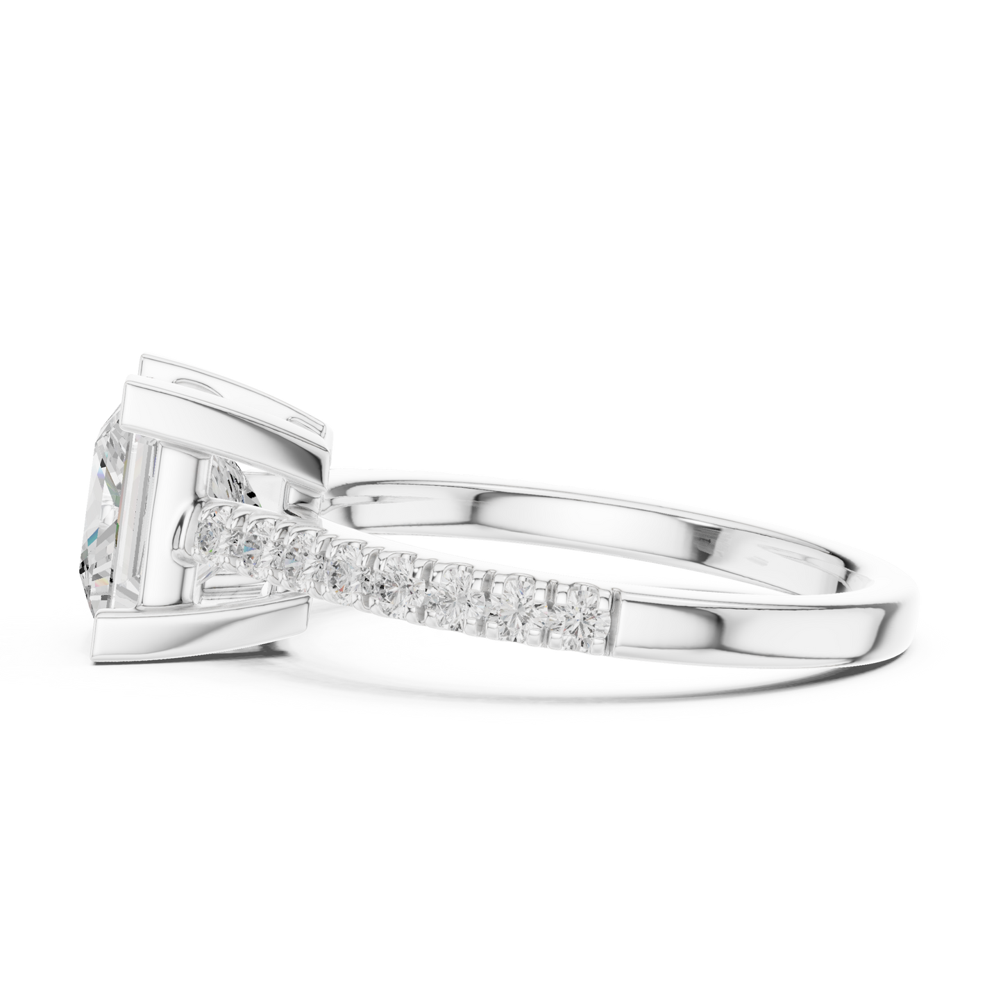 2.30ctw Princess Shaped Diamond Pavé Ring | Yellow Gold Solitaire