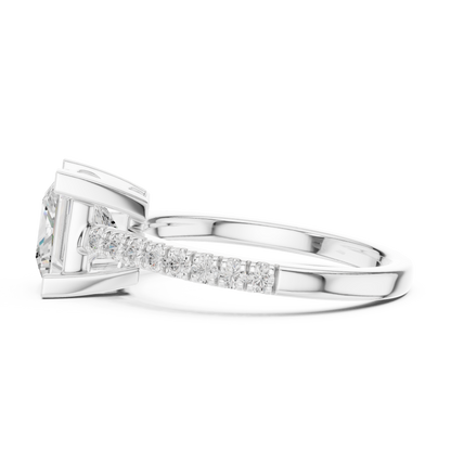 2.30ctw Princess Shaped Diamond Pavé Ring | Yellow Gold Solitaire
