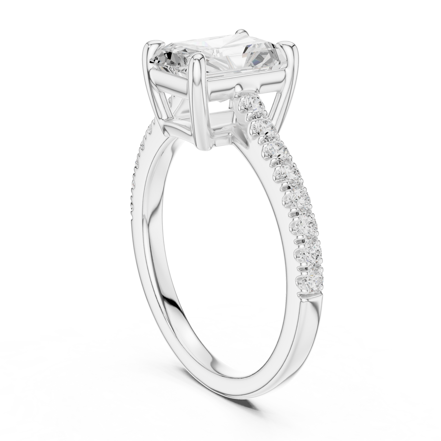 2.30ctw Radiant Shaped Diamond Pavé Ring | Yellow Gold Solitaire
