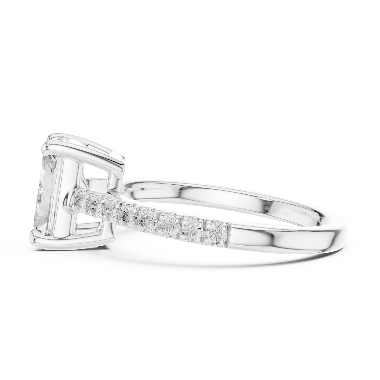 2.30ctw Radiant Shaped Diamond Pavé Ring | Yellow Gold Solitaire