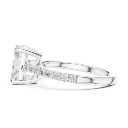 2.30ctw Radiant Shaped Diamond Pavé Ring | Yellow Gold Solitaire