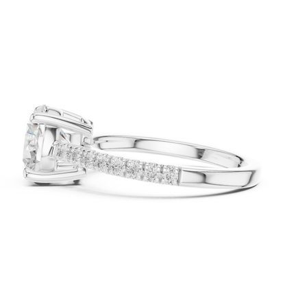 2.30ctw Round Shaped Diamond Pavé Ring | Yellow Gold Solitaire