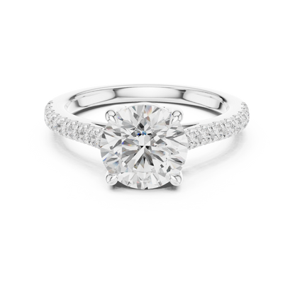 2.30ctw Round Shaped Diamond Pavé Ring | Yellow Gold Solitaire