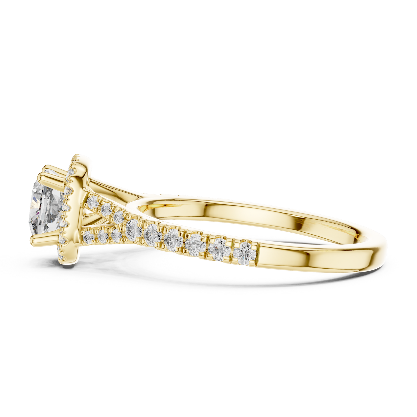 White Gold Cushion Cut Diamond Halo Engagement Ring : 1.38CTW