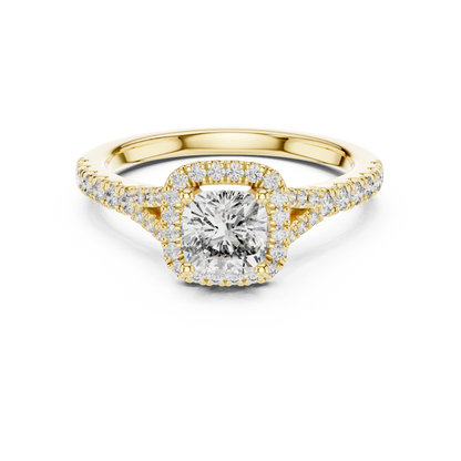 White Gold Cushion Cut Diamond Halo Engagement Ring : 1.38CTW
