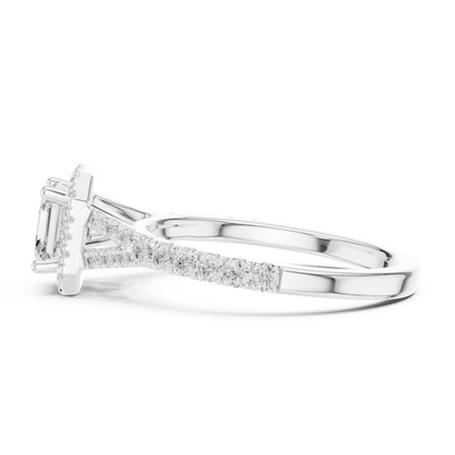 1.39ctw Asscher-Cut Diamond Halo Split Shank Pavé Bridal Ring | Yellow Gold