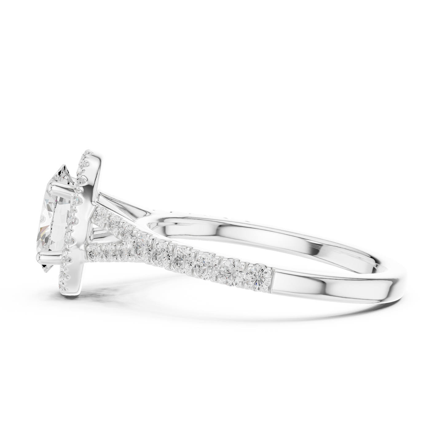 1.39ctw Oval-Cut Diamond Halo Split Shank Pavé Bridal Ring | Yellow Gold
