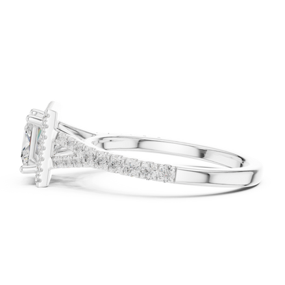 1.41ctw Princess-Cut Diamond Halo Split Shank Pavé Bridal Ring | Yellow Gold