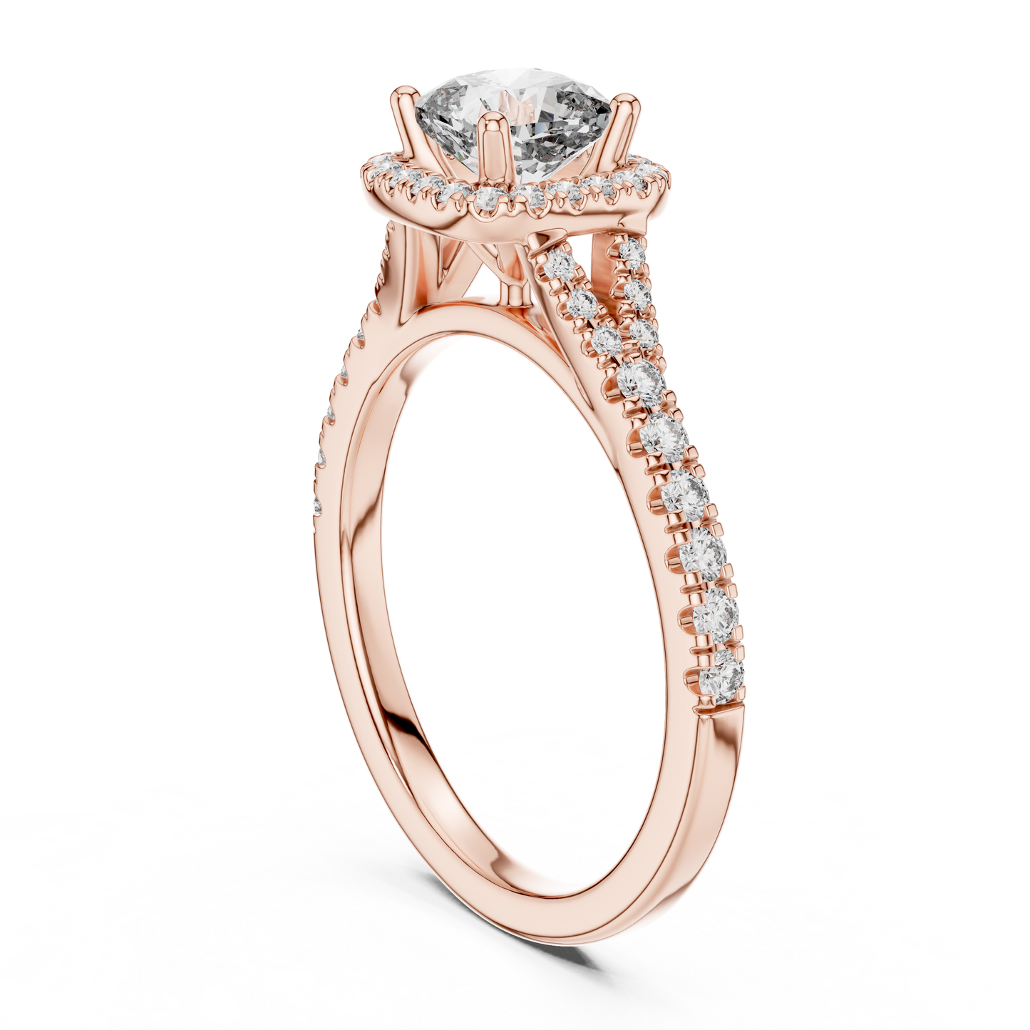 White Gold Cushion Cut Diamond Halo Engagement Ring : 1.38CTW