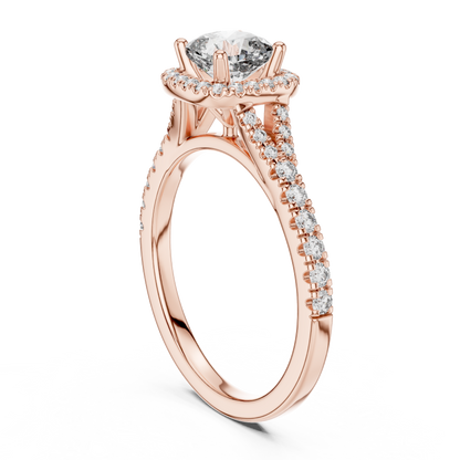 White Gold Cushion Cut Diamond Halo Engagement Ring : 1.38CTW