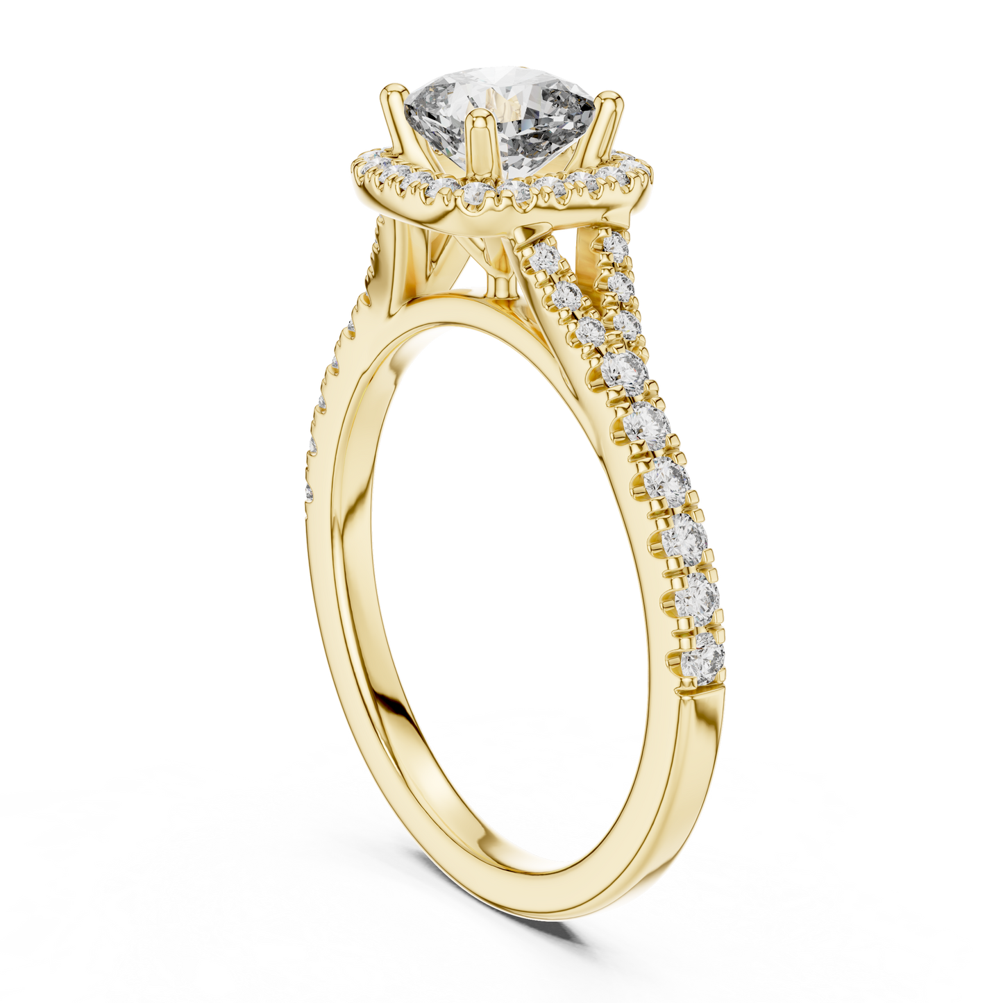 White Gold Cushion Cut Diamond Halo Engagement Ring : 1.38CTW