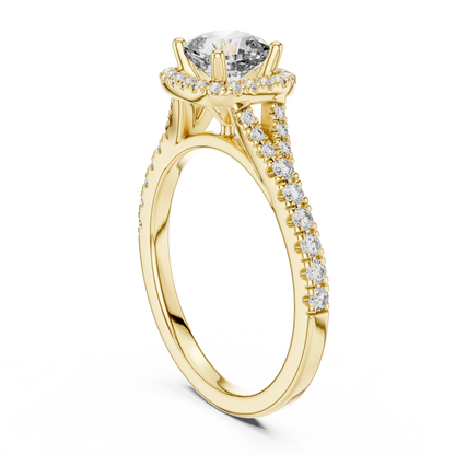 White Gold Cushion Cut Diamond Halo Engagement Ring : 1.38CTW