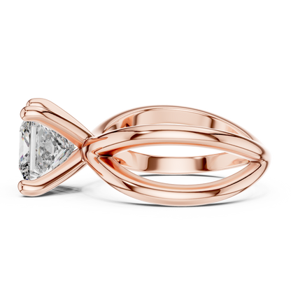 Yellow Gold Princess Cut Diamond Solitaire Engagement Ring : 3CTW