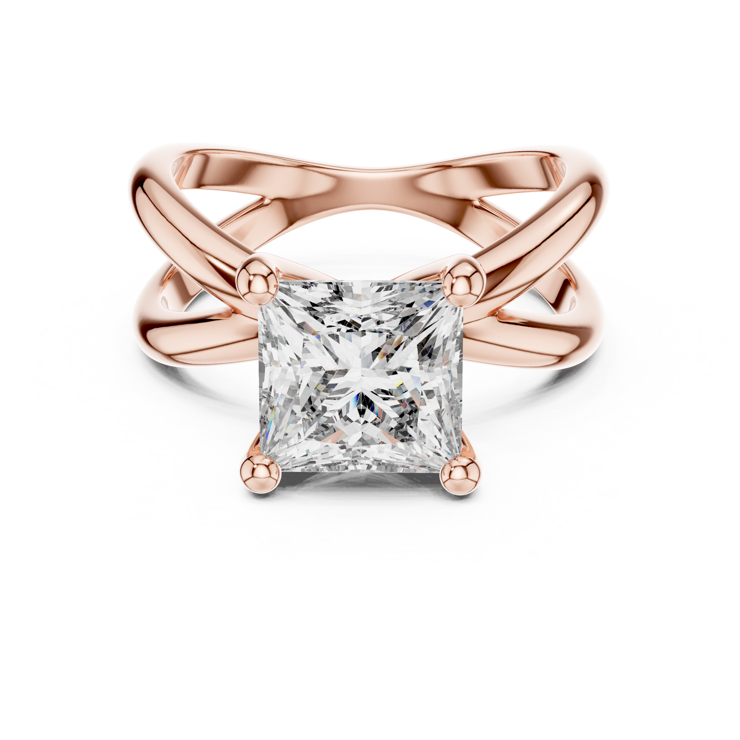 Yellow Gold Princess Cut Diamond Solitaire Engagement Ring : 3CTW